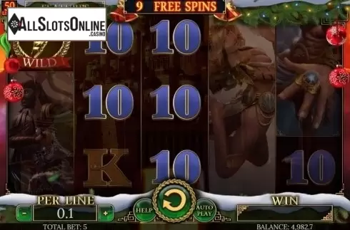 Free Spins Screen. Demi Gods II Christmas Edition from Spinomenal