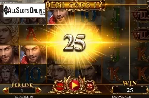 Win Screen. Demi Gods IV from Spinomenal