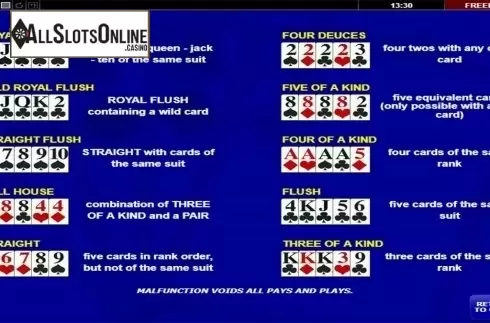 Paytable. Deuces Wild (Amatic Industries) from Amatic Industries