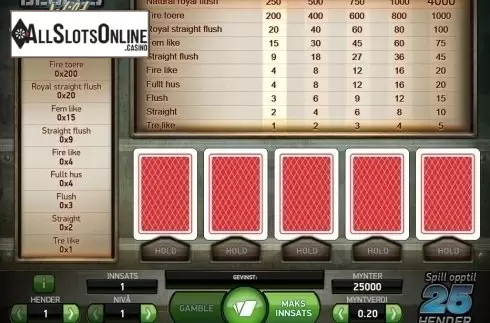 Game Screen. Deuces Wild Double Up (NetEnt) from NetEnt