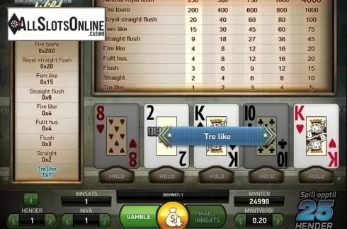 Game Screen. Deuces Wild Double Up (NetEnt) from NetEnt