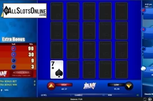 Hi-Lo game screen. Deuces Wild (Espresso Games) from Espresso Games