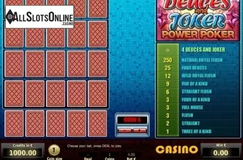 Game Screen 1. Deuces and Joker 4 Hand Poker from Tom Horn Gaming