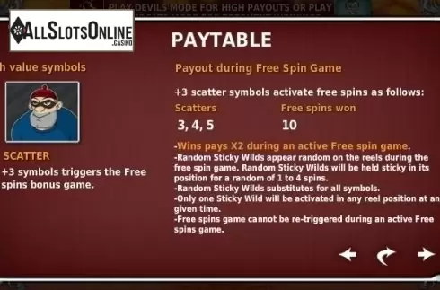 Paytable 4. Devil's Advocate from OMI Gaming