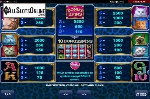 Screen2. Diamond Cats from Amatic Industries