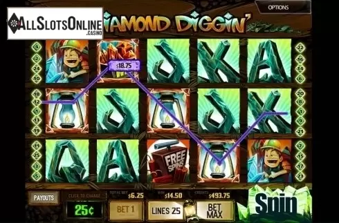 Win screen. Diamond Diggin' from MultiSlot