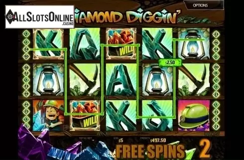 Wild Win screen. Diamond Diggin' from MultiSlot