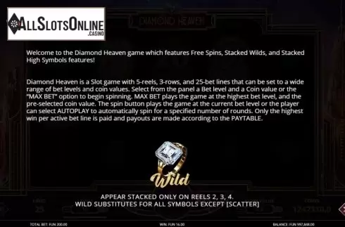 Info. Diamond Heaven from Leap Gaming