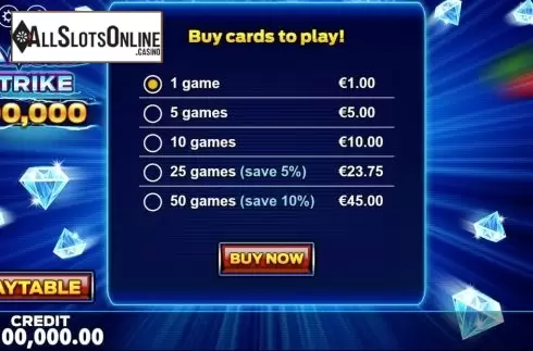 Start Screen. Diamond Strike Scratchcard from Pragmatic Play