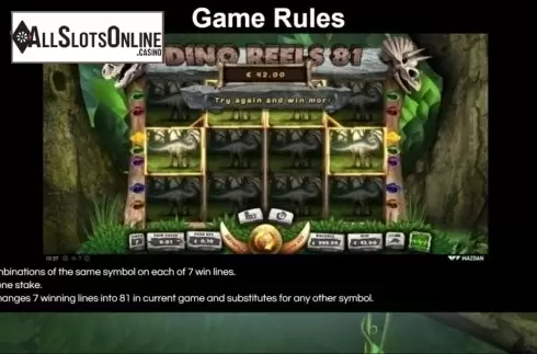 Game Rules. Dino Reels 81 from Wazdan