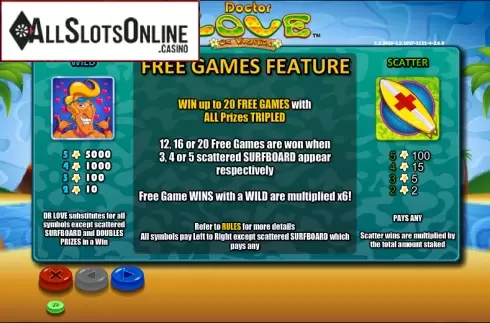Paytable 1. Doctor Love On Vacation from NextGen