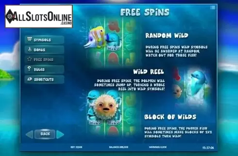 Paytable 3. Dolphin's Island from iSoftBet