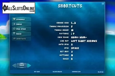 Paytable 5. Dolphin's Island from iSoftBet