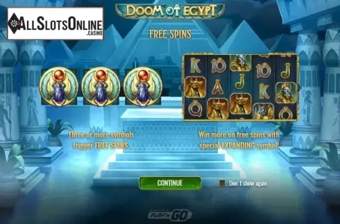 Start Screen. Doom of Egypt from Play'n Go