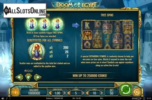 Features. Doom of Egypt from Play'n Go