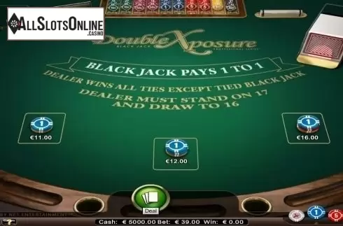 Game Screen. Double Exposure Blackjack Professional Series from NetEnt