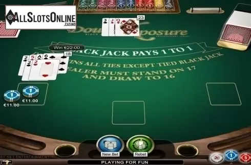 Game Screen. Double Exposure Blackjack Professional Series from NetEnt
