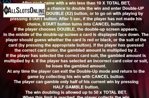 Paytable 3. Double Hot Habanero from Casino Technology