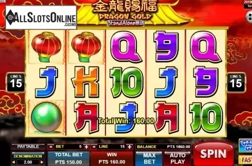 Win screen . Dragon Gold SA from Spadegaming