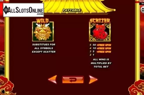 Paytable . Dragon Gold SA from Spadegaming