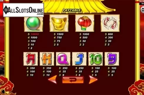 Paytable 2. Dragon Gold SA from Spadegaming