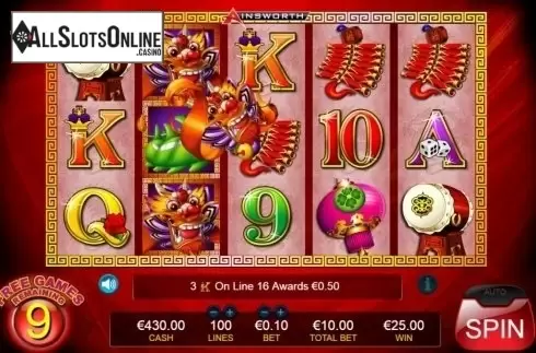 Free spins feature screen 1. Dragon Lines from Ainsworth