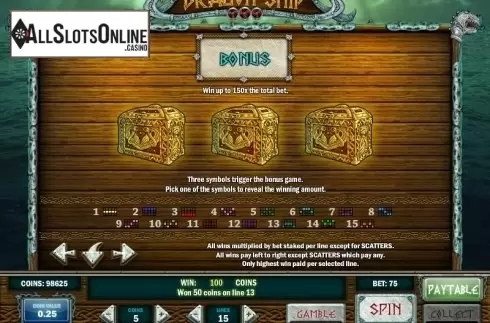 Paytable 3. Dragon Ship from Play'n Go