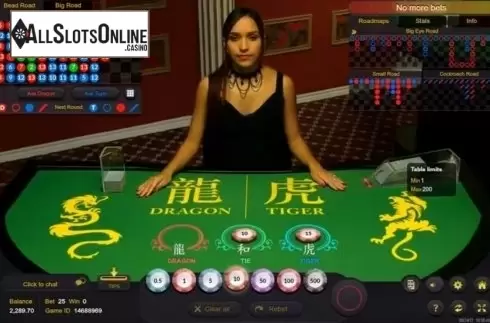 Game Screen. Dragon Tiger Live Casino (Ezugi) from Ezugi