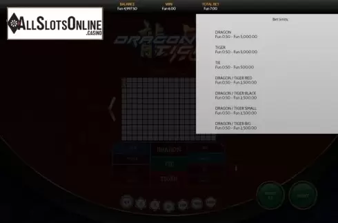 Paytable 2. Dragon Tiger (OneTouch) from OneTouch