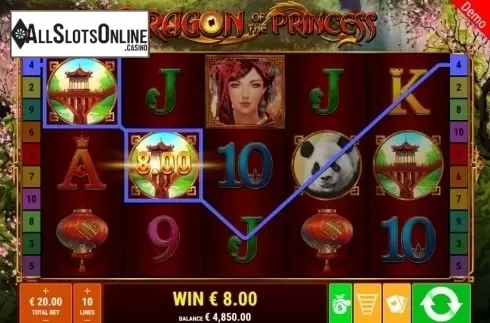 Win Screen. Dragon of the Princess from Gamomat