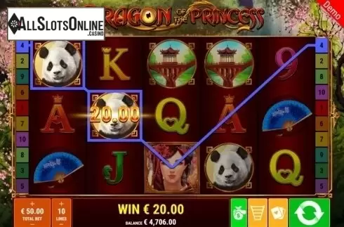 Win Screen. Dragon of the Princess from Gamomat