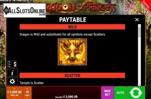 Features. Dragon of the Princess from Gamomat