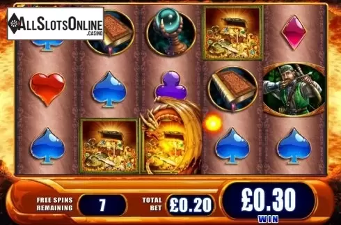 Free Spins screen. Dragon's Inferno from WMS