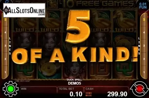 Win screen 1. Duck Spell from Casino Technology