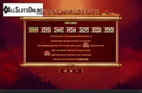 Paylines. East Wind Battle from Skywind Group