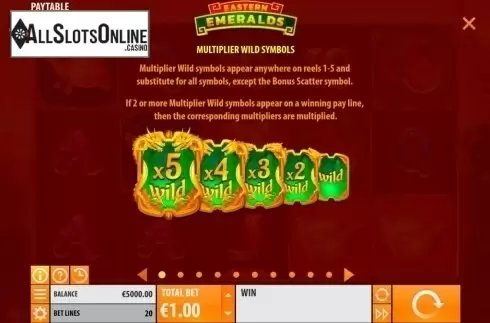 Paytable. Eastern Emeralds from Quickspin
