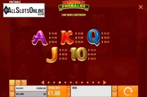 Paytable 3. Eastern Emeralds from Quickspin