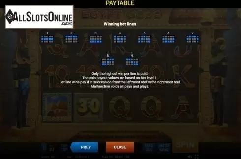 Paytable 3. Egypt Gods from Evoplay Entertainment