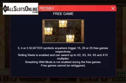 Paytable 3. Egyptian Treasure from XIN Gaming