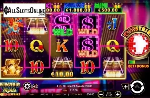 Win Screen . Electric Nights King Strike from Ainsworth