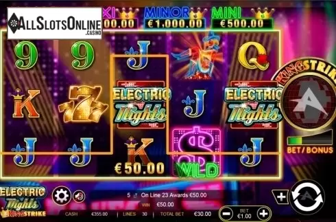 Win Screen 2. Electric Nights King Strike from Ainsworth
