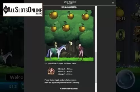 Bonus game screen. Elves Kingdom (Manna Play) from Manna Play