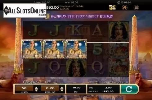 Win Screen. Empress of the Nile from High 5 Games