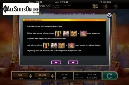 Free Spins 1. Empress of the Nile from High 5 Games