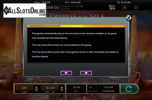 Free Spins 2. Empress of the Nile from High 5 Games