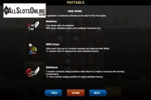 Paytable 3. Epic Gladiators from Evoplay Entertainment