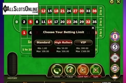 Reels screen. European Roulette Pro (GVG) from GVG