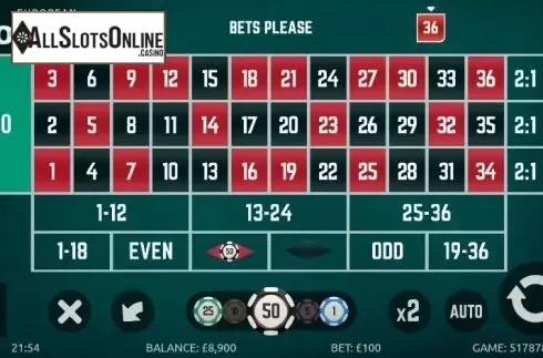 Game Screen 1. European Roulette (gamevy) from gamevy