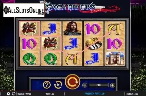 Win Screen. Excalibur's Choice from Barcrest