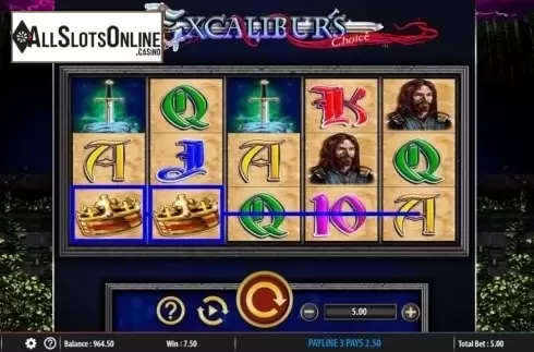 Win Screen. Excalibur's Choice from Barcrest